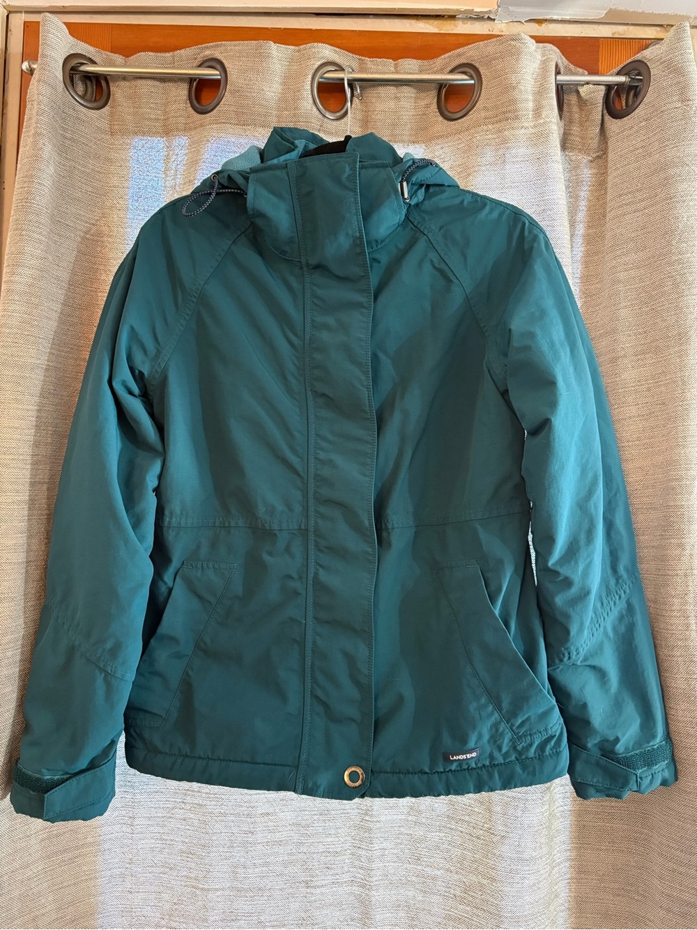 Women’s Lands End Teal Hooded Winter Jacket Size XS